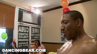 DANCING BEAR – This Birthday Party Gets Turnt Up By Big Dick Male Strippers