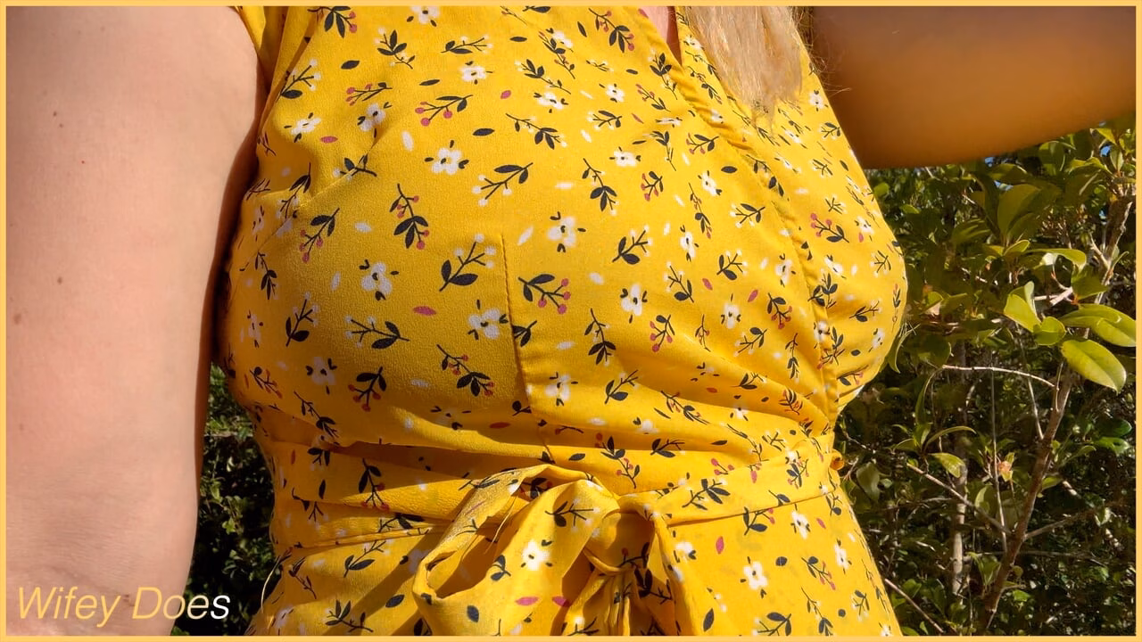 Wifey heads out in a cute summer dress braless and looks amazing with her blonde hair.
