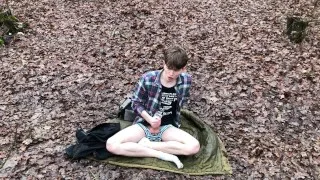 Camping with Daddy Outdoor /Daddy Filmed Me & CUM AS VULCANO / Cute boy